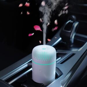 Car Diffusers, 7 Color Car Essential Oil Diffuser Humidifier for Car Travel Office Bedroom (White).