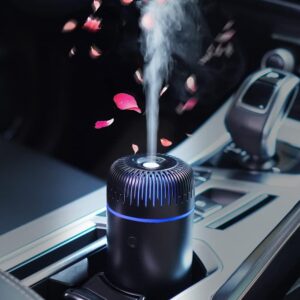Car Diffuser Humidifier Aromatherapy Essential Oil Diffuser USB Cool Mist Mini Portable Diffuser for Car Home Office Bedroom (Black).
