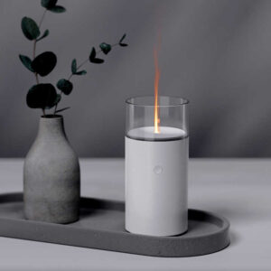 Ultrasonic Fire Flame Humidifier: Elevate Your Space with Aromatherapy Bliss, White.