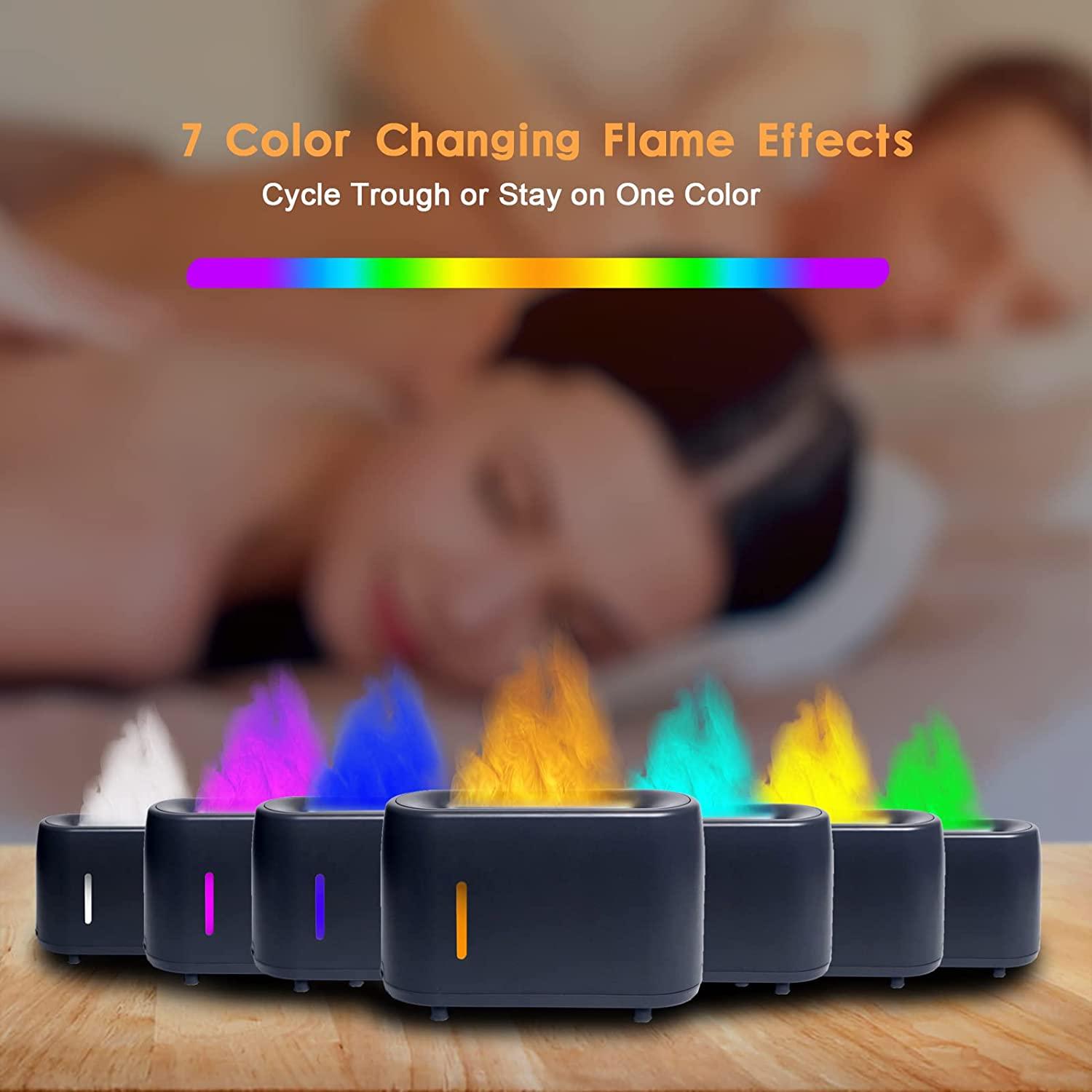 Essential Oil Diffusers, 240ml Flame Air Diffuser Humidifier, with 7 Color Changing Modes for Bedroom Home, Office, Spa, Gym, etc. (Black) - Image 2