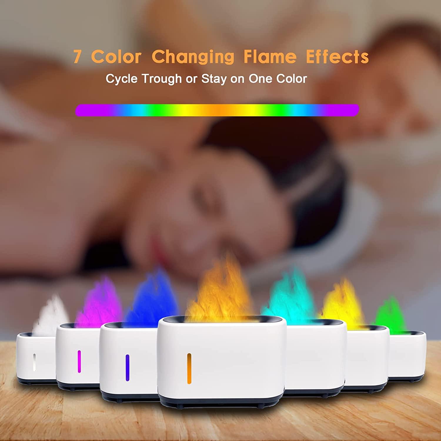 Essential Oil Diffuser 7 Color 2 Mist Mode Flame Lights, Ultra-Silent Cool Mist Humidifier Aroma Diffuser for Home, Office, Yoga (White). - Image 2