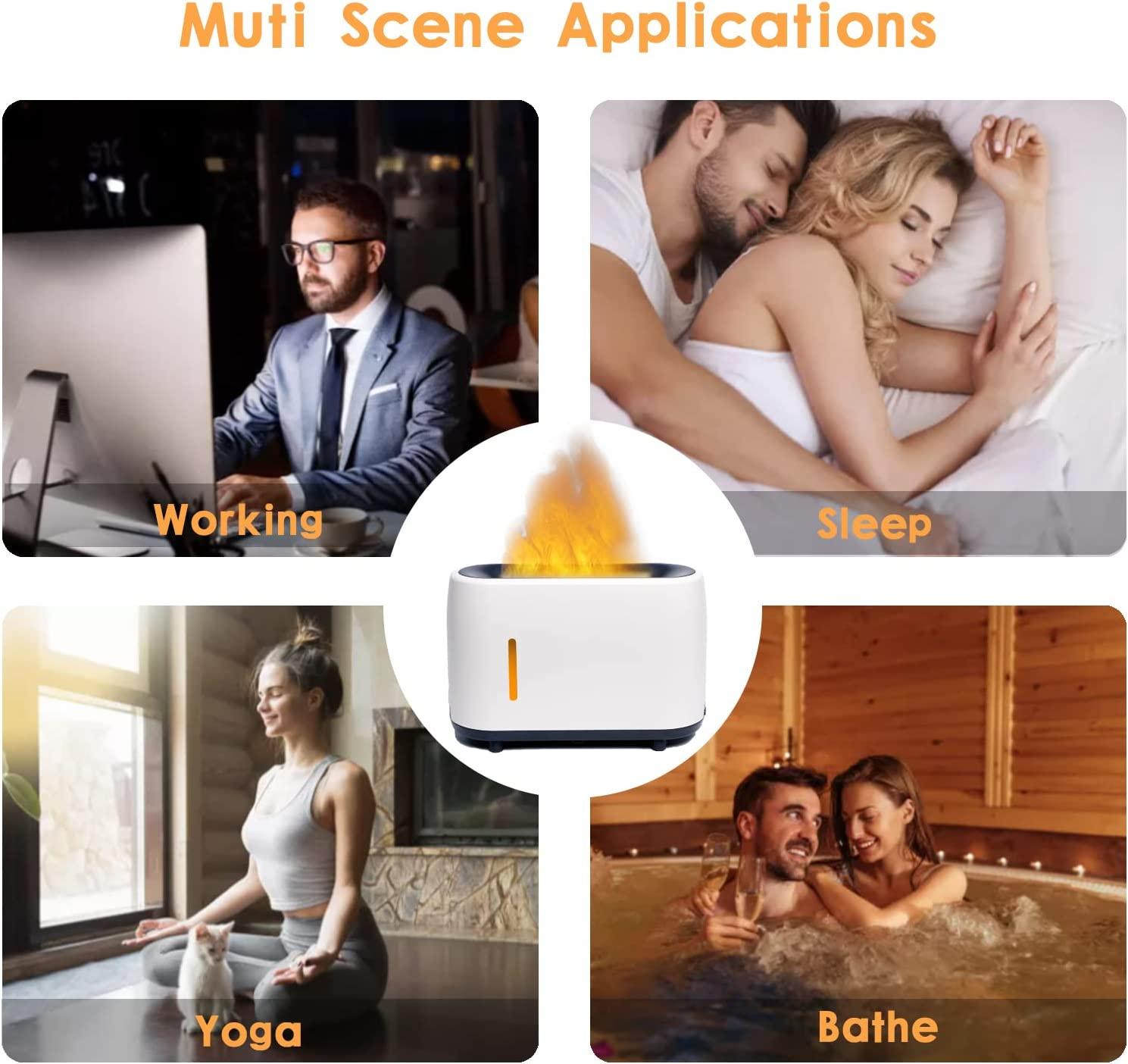 Essential Oil Diffuser 7 Color 2 Mist Mode Flame Lights, Ultra-Silent Cool Mist Humidifier Aroma Diffuser for Home, Office, Yoga (White). - Image 5