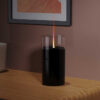 Ultrasonic Fire Flame Humidifier: Aromatherapy Bliss with Realistic Flame Effect, Black.