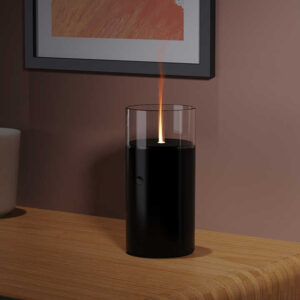 Ultrasonic Fire Flame Humidifier: Aromatherapy Bliss with Realistic Flame Effect, Black.