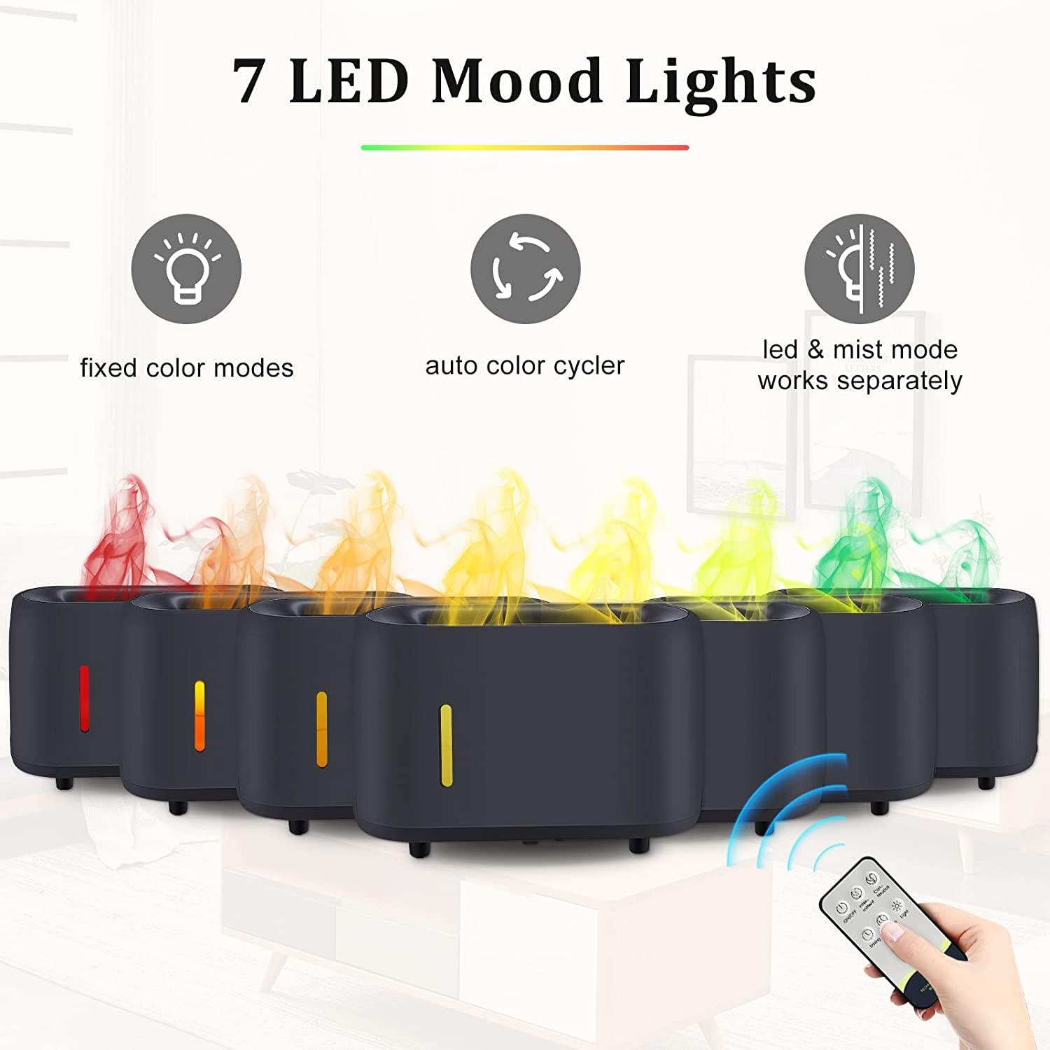Essential Oil Diffusers, 240ml Flame Air Diffuser Humidifier, with 7 Color Changing Modes for Bedroom Home, Office, Spa, Gym, etc. (Black) - Image 5