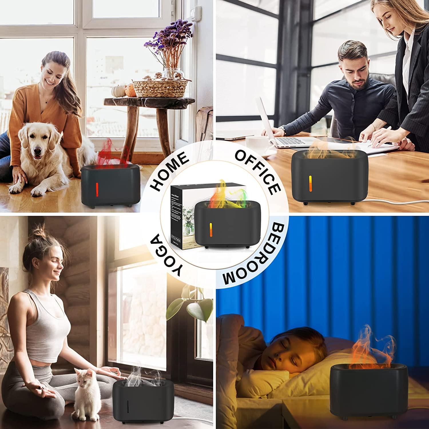Essential Oil Diffusers, 240ml Flame Air Diffuser Humidifier, with 7 Color Changing Modes for Bedroom Home, Office, Spa, Gym, etc. (Black) - Image 8