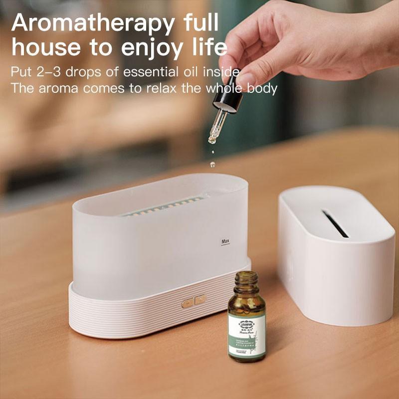 Essential Oil Diffuser with Flame Light, 180mL Aromatherapy Mist Humidifier, Quiet Aroma Air Diffusers with Auto Shut-Off Protection (White). - Image 2